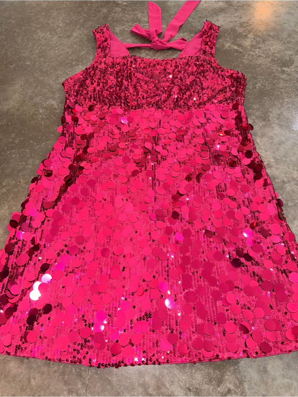 Wedtrend XXL Hot Pink Sequin Paillette Mini Dress Party Cocktail Bow Back